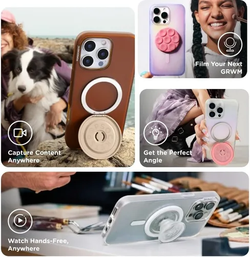 Vista 6 de PopSockets Agarre de teléfono para MagSafe, soporte magnético - Sleeping Esmalte Dormir Eevee