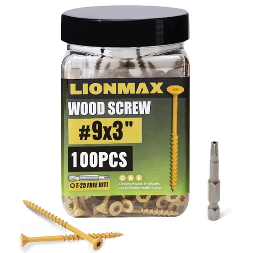 Vista 17 de LIONMAX Tornillos de cubierta de 2-1/2 pulgadas, tornillos para madera #9 x 2-1/2 pulgadas, 50 unidades, resistentes a la corrosión, revestimiento