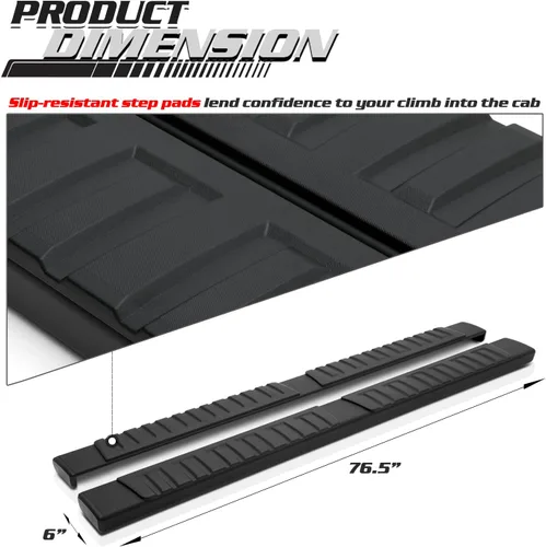 Vista 4 de M-Auto Estribos laterales de 6 pulgadas compatibles con Chevy Silverado GMC Sierra 1500 2500HD 3500HD 2019-2025, cabina extendida, barras Nerf