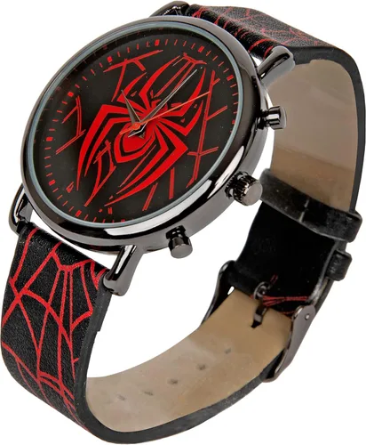 Vista 3 de Spider-Man Symbol and Webbing Watch with Faux Leather Strap