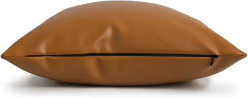 Vista 5 de Hofdeco Solo funda de almohada de piel sintética, diseño moderno camel, 18 x 18 pulgadas