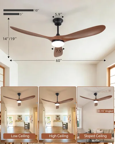 Vista 7 de Sofucor Ventiladores de techo inteligentes de 60 pulgadas con luces, ventilador de techo inteligente moderno para exteriores
