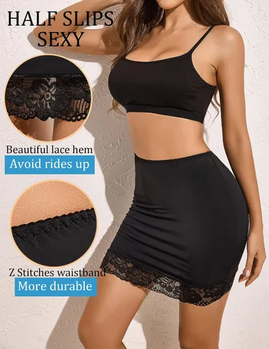 Vista 3 de ADOME Lencería con dobladillo de encaje y cintura ajustable para mujer