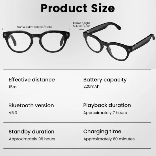 Vista 7 de Al - Lentes inteligentes, lentes de cámara de 8 MP con traducción en tiempo real y análisis de objetos, grabación de video HD 1080P, no requiere