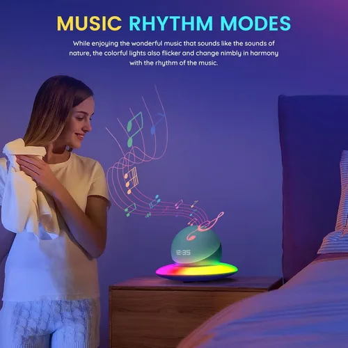 Vista 3 de Base de altavoz de luz LED Dream Color, soporte de escritorio, altavoz bajo en forma de ovni, Echo Dot compatible (5ª generación), Echo Spot