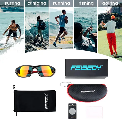 Vista 5 de FEISEDY Gafas de sol deportivas polarizadas clásicas para hombre, conducción nocturna, lentes amarillas, ciclismo, pesca, conducción, B2674