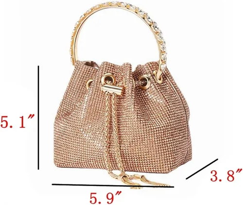 Vista 2 de DJBM Bolso de mano con diamantes completos para mujer, bolso de mano con diamantes de imitación, bolso de mano para mujer, fiesta, graduación