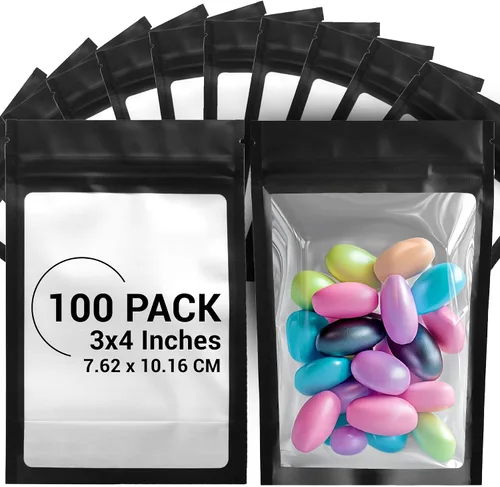 Vista 13 de COLSEN – Paquete de 100 bolsas planas herméticas resellables de mylar (tereftalato de polietileno/PET) metalizado, de 3 x 4 pulgadas