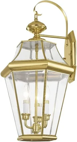 Vista 5 de Livex Lighting 2361-02 - Farol de pared para exteriores, latón pulido