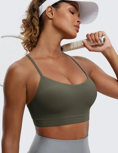 Vista 3 de CRZ YOGA Butterluxe - Brasier deportivo con espalda en Y para mujer, con espalda cruzada, de bajo impacto, tirantes delgados, para entrenamiento