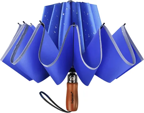 Vista 15 de Lejorain Golf Large Inverted Umbrella - Black Big Windproof Heavy Duty Upside Down 46/50/54 Inch Compact Reverse Car Automatic Folding Reflective