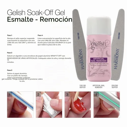 Vista 3 de Gelish Removedor de esmalte de uñas artificiales, removedor de esmalte de uñas, removedor de esmalte de uñas, 4 onzas