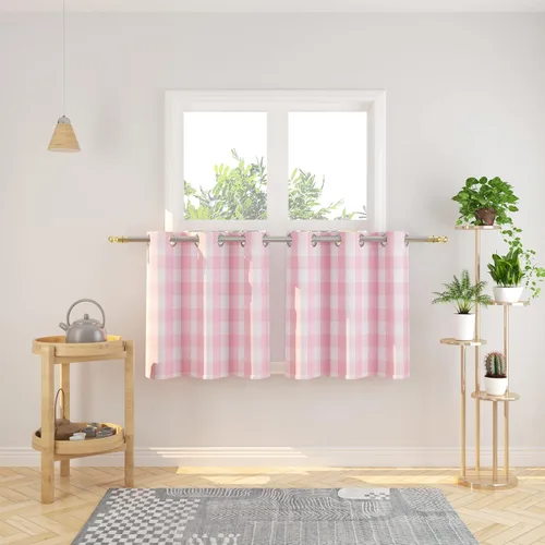 Vista 61 de Cortinas de 24 pulgadas de largo con diseño Buffalo Check Gingham Plaid para ventanas de cocina y baño, tratamiento para ventanas con 2 paneles