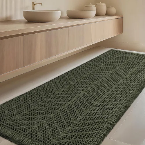 Vista 68 de Tapete de baño con diseño de gofre, moderno, bohemio, absorbente, antideslizante, ultrasuave, lavable a máquina, con letra de baño, dormitorio