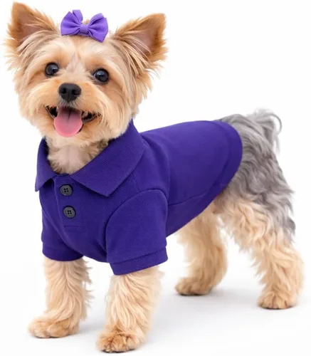 Vista 11 de lovelonglong Polo básico para perro, de algodón de primera calidad, para perros grandes, medianos y pequeños, con cuello de dos botones, color Negro