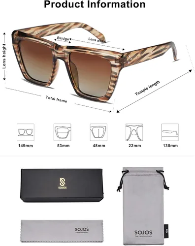 Vista 50 de SOJOS Fashion Oversized Square Cat Eye Polarized Sunglasses for Women Trendy Cateye Style Womens Sunglasses SJ2179