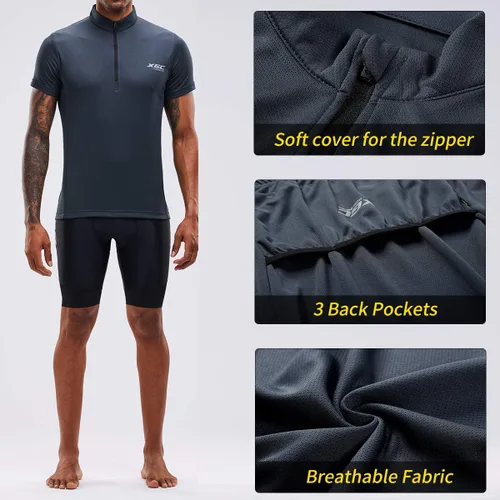 Vista 4 de XGC - Maillot de ciclismo de manga corta para hombre con tejido transpirable de secado rápido
