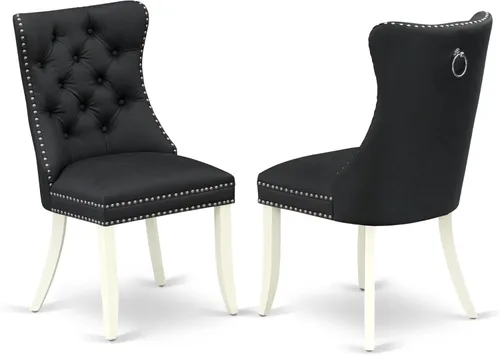 Vista 6 de East West Furniture SUDA5-LWH-12 - Juego de mesa de comedor de 5 piezas, incluye una mesa de cocina redonda con gotas y estantes y 4 sillas de tela