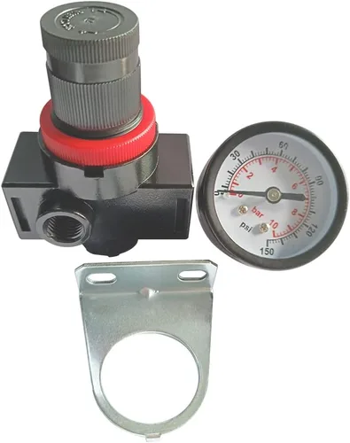 Vista 7 de Beduan BR4000 Compresor de Aire Regulador Combo 1/2" NPT, Drenaje Manual con Soporte, Calibre