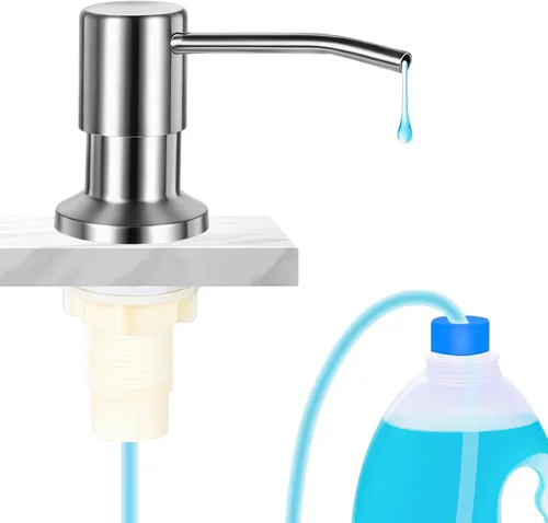 Vista 8 de Dispensador de Jabón Cejiuga para Fregadero de Cocina, Dispensador de Jabón Integrado Mejorado, Dispensador de Jabón de Encimera con Bomba y Kit