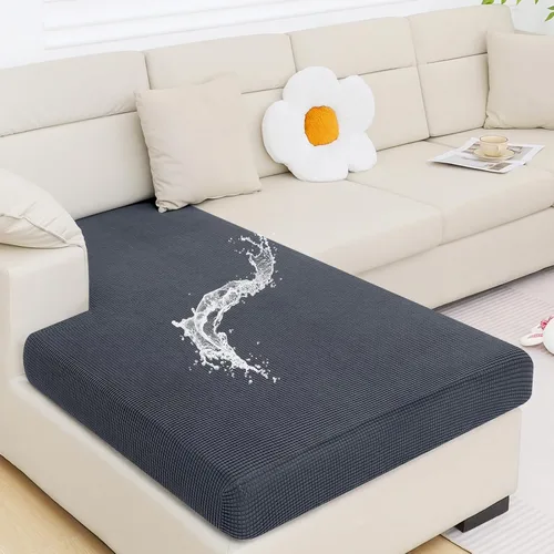 Vista 14 de Smiry Fundas de cojín impermeables para sofá, fundas de cojín de jacquard elástico, lavables, fundas de cojín gruesas para sofá, protector de Gris