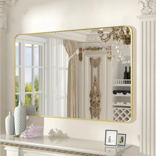 Vista 7 de SNUGACE Espejos de baño negro mate para sobre el fregadero, espejo de tocador de baño con marco rectangular para pared, 20 x 28 pulgadas