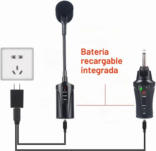 Vista 5 de VT-5 Micrófono de violín inalámbrico UHF de cuello de ganso Sistema de receptor y transmisor de micrófono de instrumento de recolección para violín