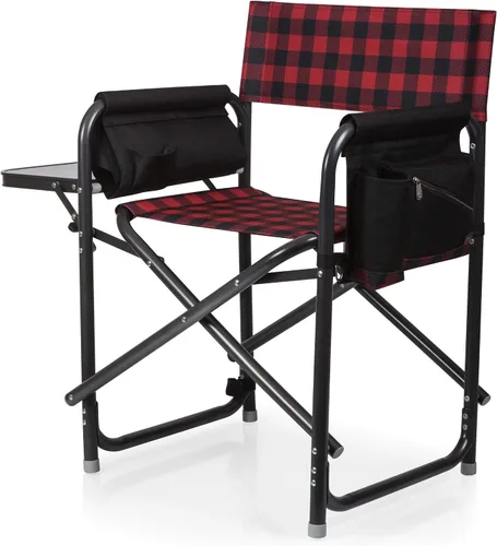 Vista 8 de Picnic TIME Silla de directores al aire libre con mesa auxiliar, silla de playa para adultos, silla de camping con mesa Camouflaje