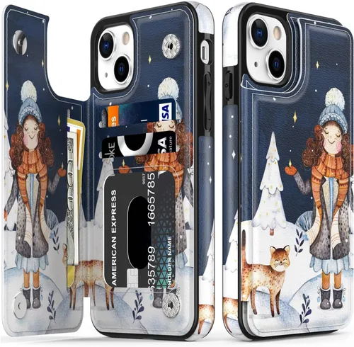 Vista 196 de LETO para iPhone 15 Pro Funda tipo cartera - Tapa tipo folio con patada - Diseños de moda - Tarjetero - Funda protectora para mujeres y niñas - 6.1