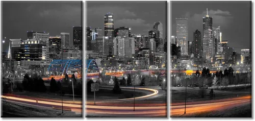 Vista 83 de TUMOVO Arte de pared en blanco y negro con paisaje urbano de Nueva York, decoración de pared de horizonte de Nueva York para sala de estar, puente