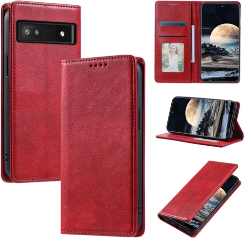 Vista 81 de Funda de cuero compatible con Google Pixel 7, compatible con Google Pixel 7 5G GVU6C GQML3 Flip Folio PU Funda de cuero negro