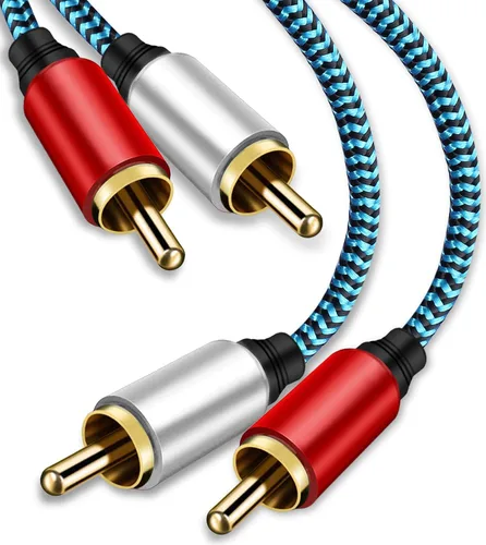 Vista 2 de Cable RCA de 5 pies/4.9 ft 2RCA macho a 2RCA macho cable de audio estéreo trenzado de nailon cable de audio auxiliar para cine en casa