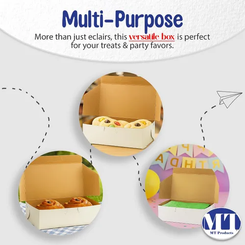 Vista 7 de MT Products White Eclair - Caja de donas de 6.25 x 3.75 x 2.20 pulgadas, cajas desechables para panadería sin ventanas (paquete de 250) – Fabricado