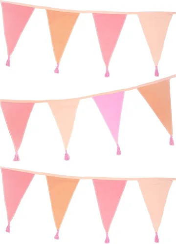 Vista 9 de Talking Tables Bandera de tela arcoíris con borlas – 10 pies Guirnalda de banderines de bandera triangular, 100% algodón, para niños, niñas