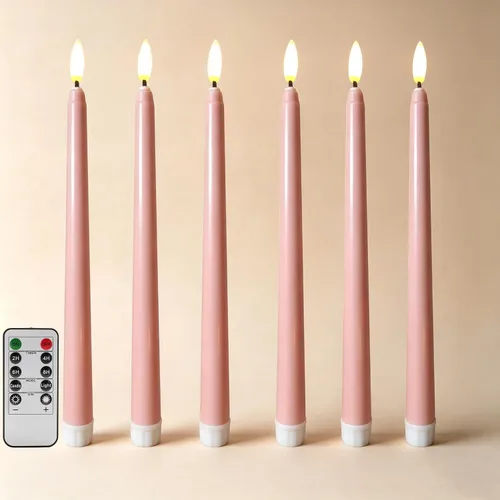 Vista 12 de Velas cónicas sin llama negras con control remoto, velas LED parpadeantes que funcionan con pilas, juego de 6 Nuevo Negro