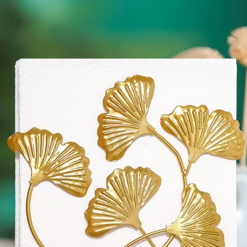 Vista 5 de Servilletero de metal moderno, servilleta de papel dorado para baño, cocina