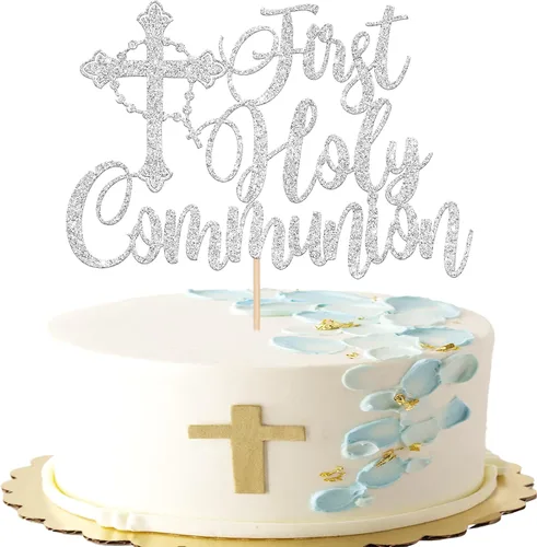 Vista 17 de 24 adornos cruzados para cupcakes con diseño de Dios bendiga y bautismo, para cupcakes de cruz, decoración de primera comunión para tartas