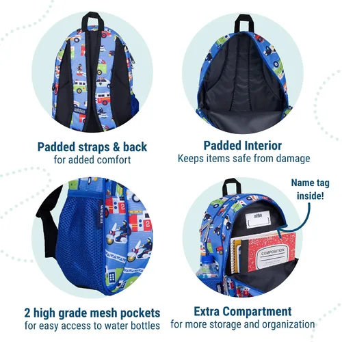 Vista 7 de Wildkin Paquete de mochila para niños de 15 pulgadas con lonchera (Heroes)