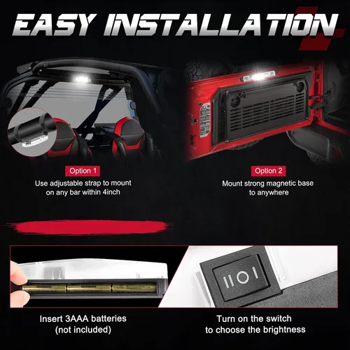 Vista 5 de OFFROADTOWN UTV - Luz interior universal para montaje en barra enrollable, luz LED, luz cúpula, luz enrollable para uso general, luz envolvente