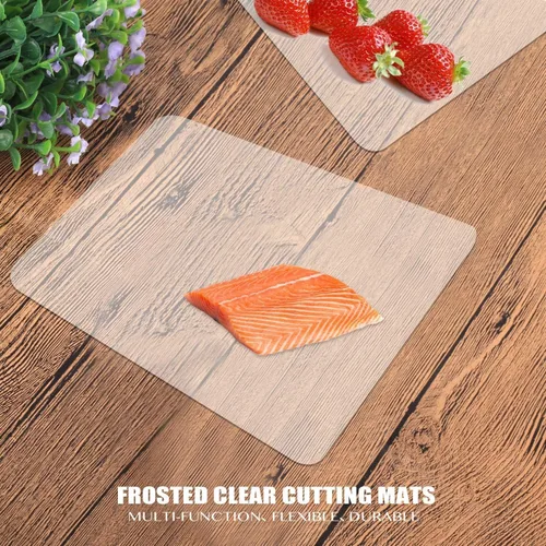 Vista 7 de Juego de 2 alfombrillas de plástico flexible para tabla de cortar de cocina, juego de 2 alfombrillas transparentes (2)