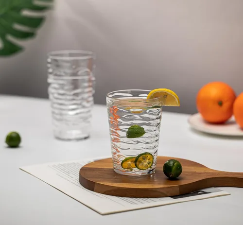 Vista 4 de Vasos de plástico de 14 onzas, vasos acrílicos, juego de 6 vasos de plástico transparente reutilizables, apilables, sin BPA, a prueba de roturas