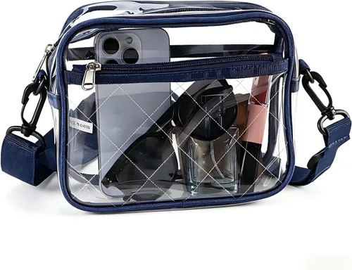 Vista 10 de Bolsa transparente para eventos de estadio – Bolso transparente para mujer con correa de hombro extraíble, bolsa cruzada transparente