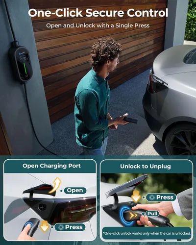 Vista 10 de Ecogenix Cargador Tesla para Hogar de Nivel 2, Cable de Carga Móvil Portátil de 24A/240v con Salida para Secadora para Modelo 3/Y/S/X, Amperaje