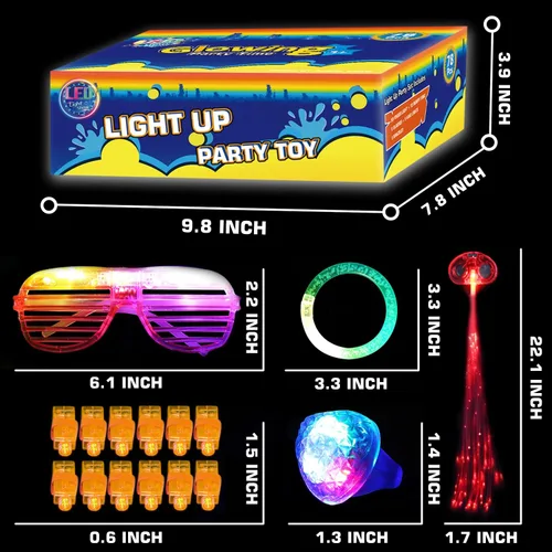 Vista 4 de 78 piezas de juguetes con luz LED, artículos de fiesta a granel que brillan en la oscuridad para adultos y niños, cumpleaños, Halloween, con 50
