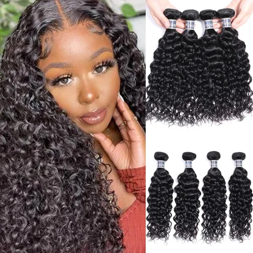 Vista 16 de Extensiones de cabello humano virgen brasileño ondulado de 10, 12, 14 pulgadas, sin procesar, mojado y ondulado, 3 paquetes de extensiones