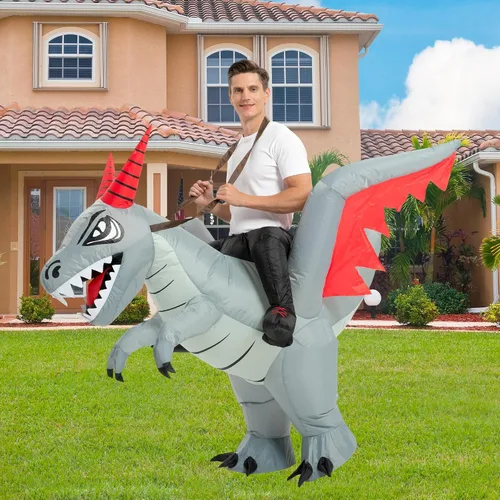 Vista 2 de tasanor Disfraces de dinosaurio para adultos, disfraz inflable para adultos, disfraz de dragón inflable, disfraces de Halloween para hombres