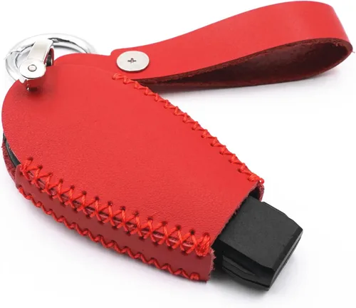 Vista 2 de Funda de cuero inteligente con 4 botones para llavero Chrysler 300 Dodge Durango Challenger Journey Charger Grand Caravan (rojo), Rojo