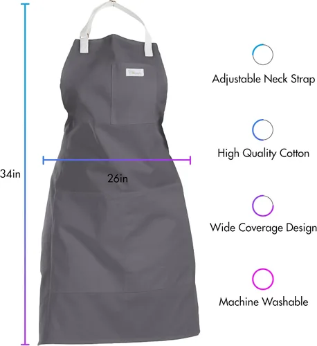 Vista 2 de Cosmic Aprons 34" x 26" Craft or Kitchen and Chef Aprons, and Cotton Chef Beanies with 9 to 12-Inch Base