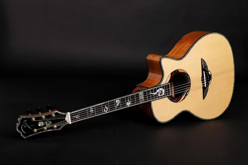 Vista 7 de Guitarra acústica tipo GA de madera maciza de 41 pulgadas, CHWOCHI C-70, guitarra trasera de koa y arce, natural