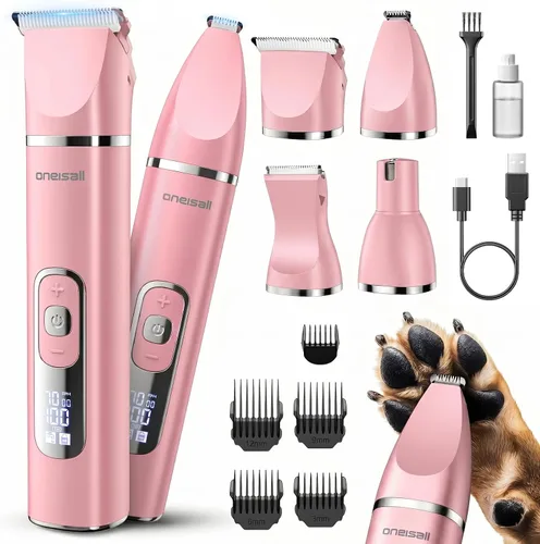 Vista 12 de oneisall Kit de aseo para perros 4 en 1 con pantalla LCD Plateado